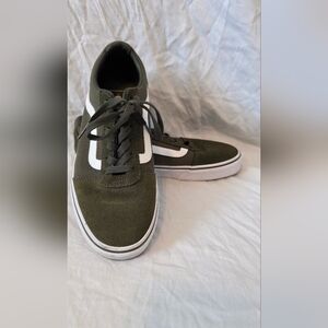 Vans Olive Green and White Athletic Shoes